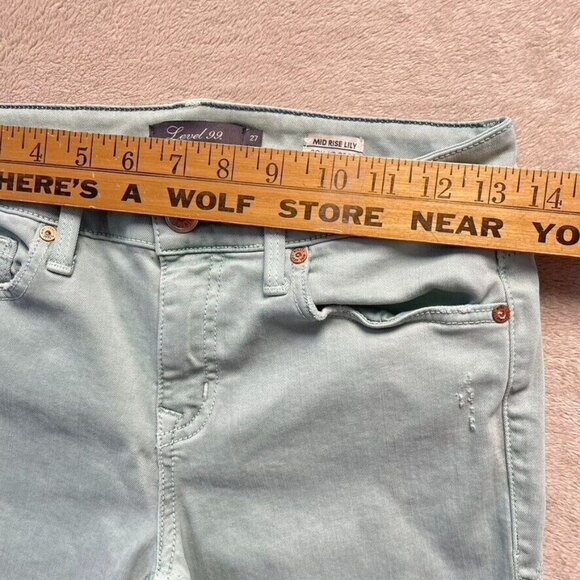 Anthropologie Level 99 Jeans Women 27 Mint Lily Roll Up Crop Mid Rise Distressed - Picture 4 of 14